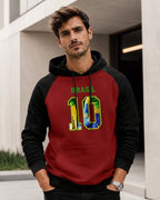 Moletom Brasil 10 Estampa Bandeira Com Capuz Raglan Casual