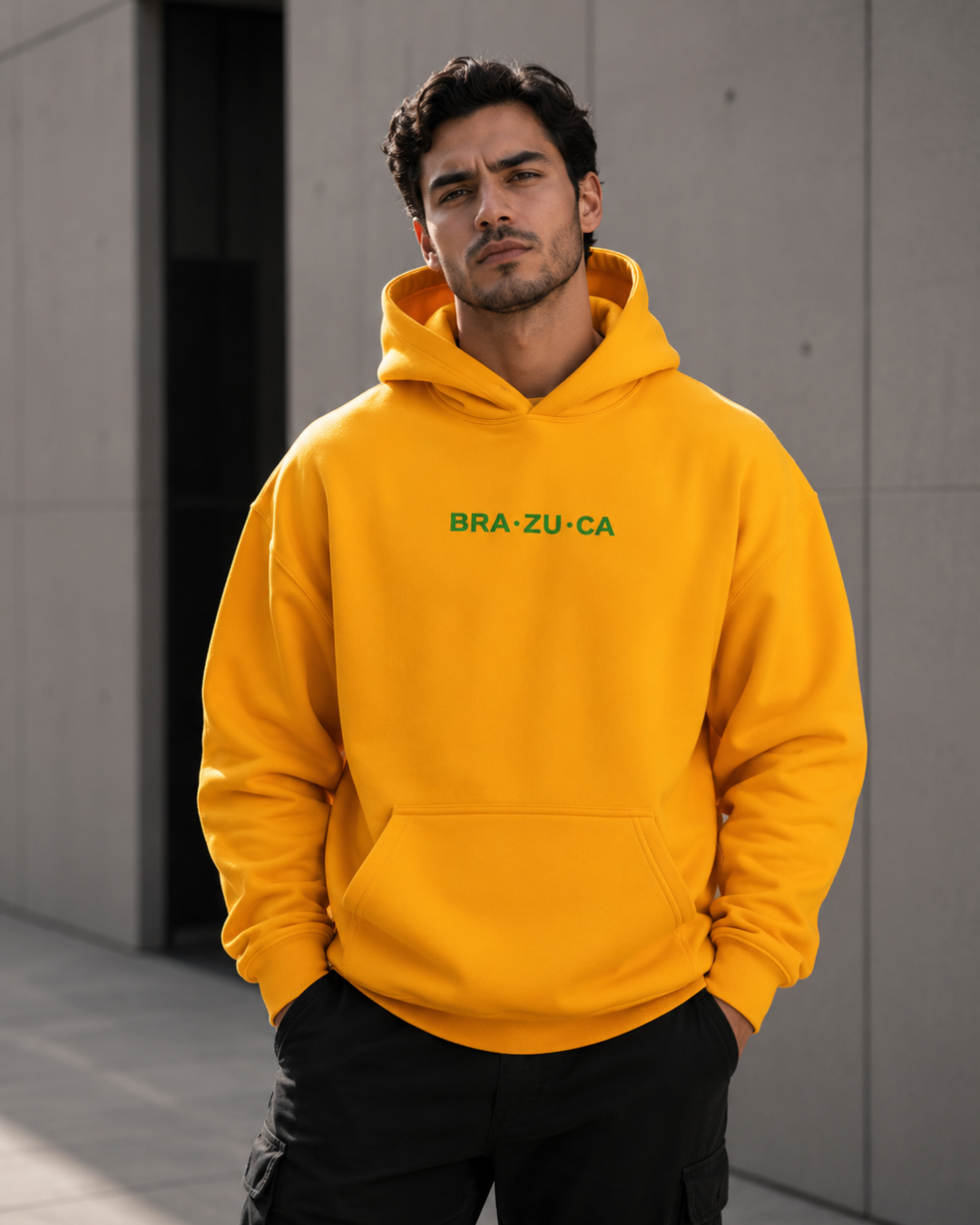 Moletom Brasil Bra Zu Ca Estampa Costas Com Capuz Casual
