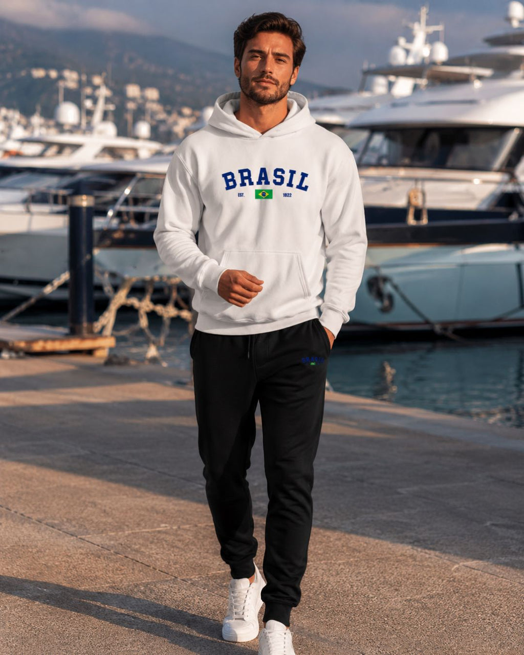 Conjunto Moletom Brasil Universitário Com Calça Jogger Casual