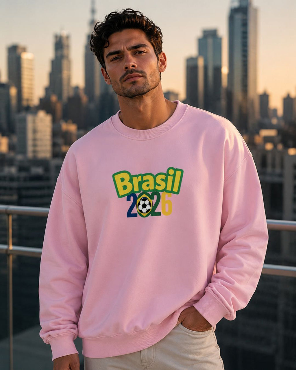 Moletom Brasil Lettering Colorido Com Capuz Casual Urbano