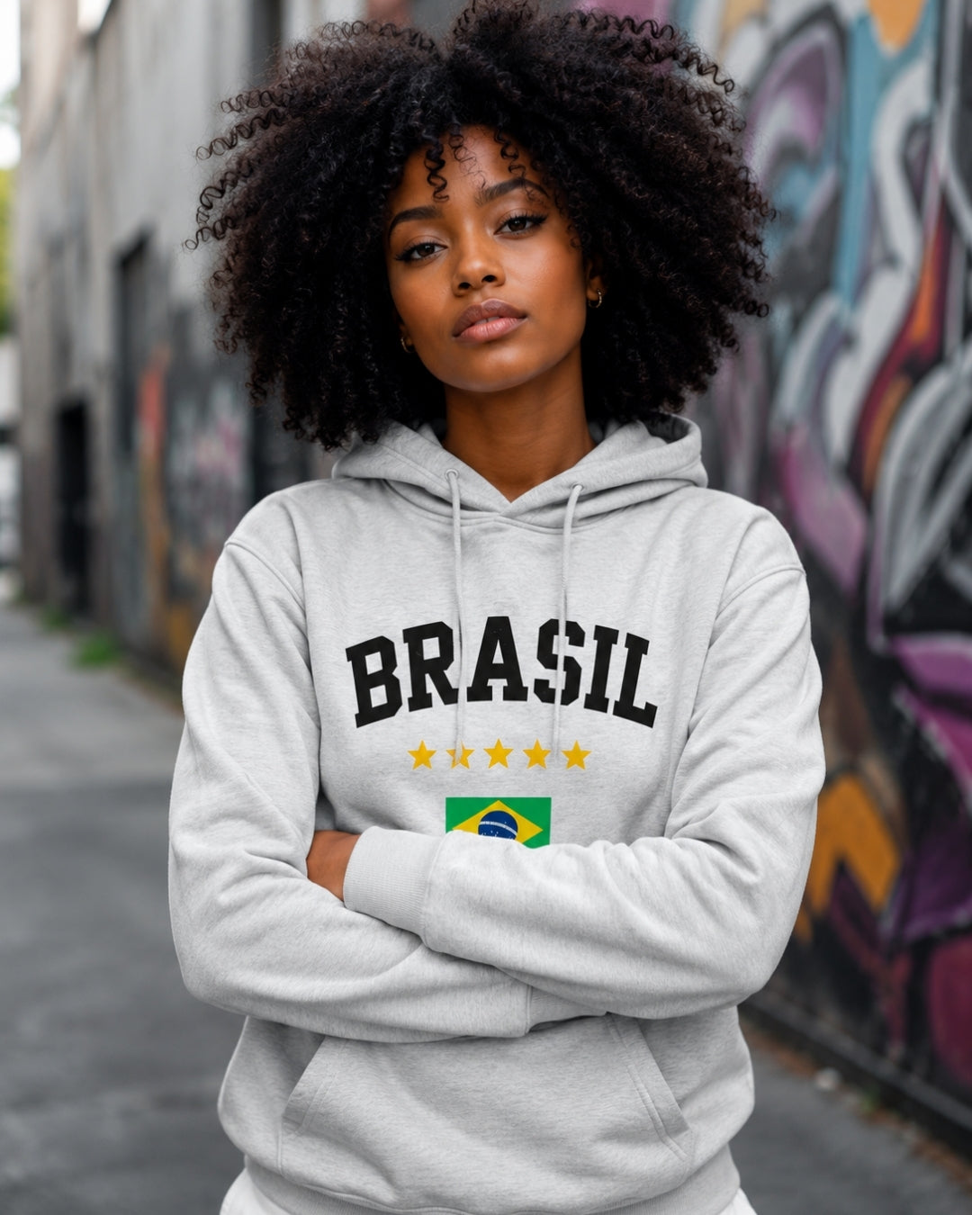 Moletom Brasil Estampa Clássica Com Bandeira E Capuz Casual