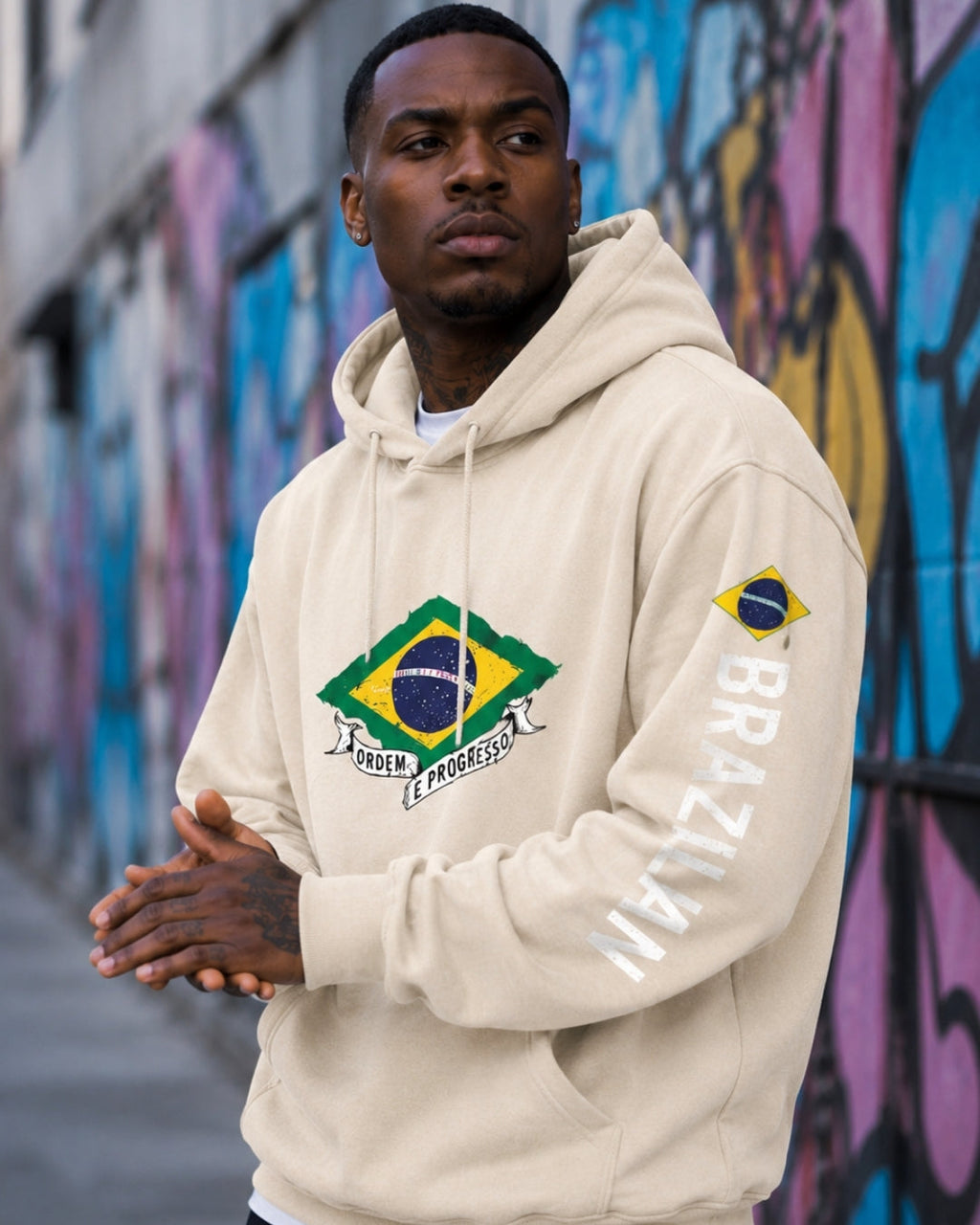 Moletom Brasil Jiu Jitsu Bandeira Costas Com Capuz Casual