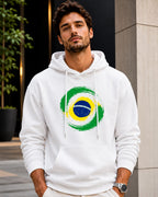 Moletom Brasil Bandeira Artística Circular Estilo Casual Urbano