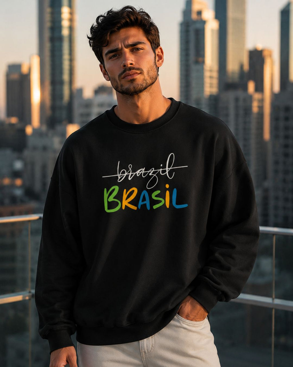 Moletom Brasil Lettering Colorido Estilo Casual Urbano Moderno
