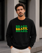 Moletom Brasil Triplo Lettering Estilo Casual Urbano Moderno