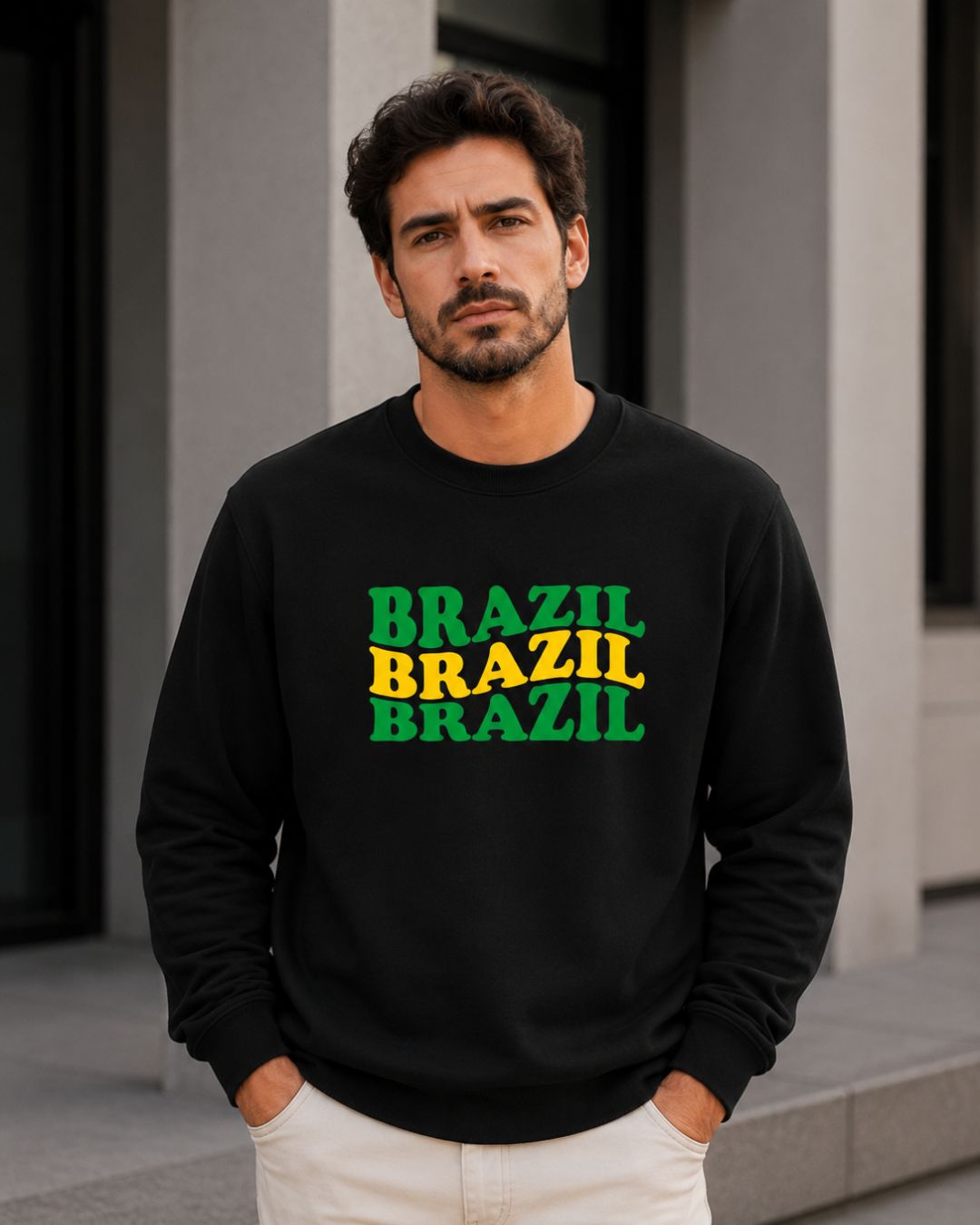 Moletom Brasil Triplo Lettering Estilo Casual Urbano Moderno