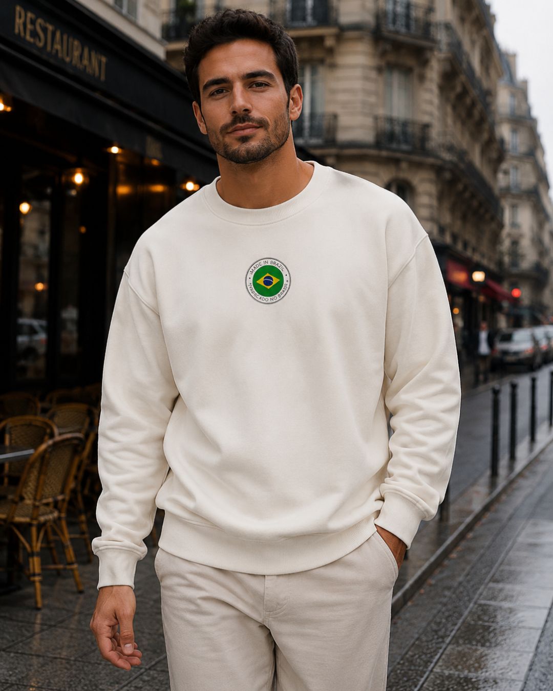 Moletom Brasil Made In Brazil Estampa Circular Costas Casual Urbano