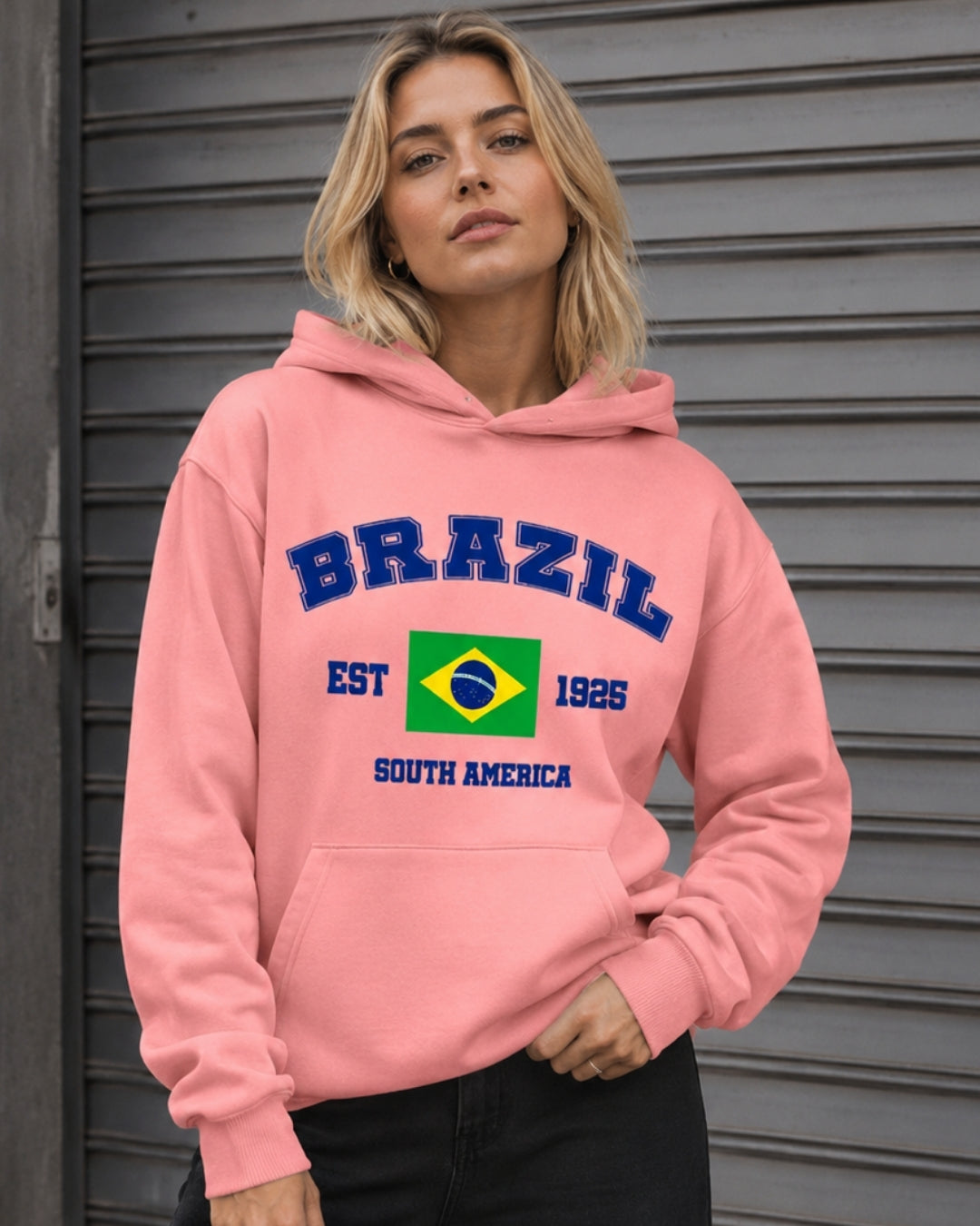 Moletom Brasil South America Estampa Universitária Com Capuz Casual