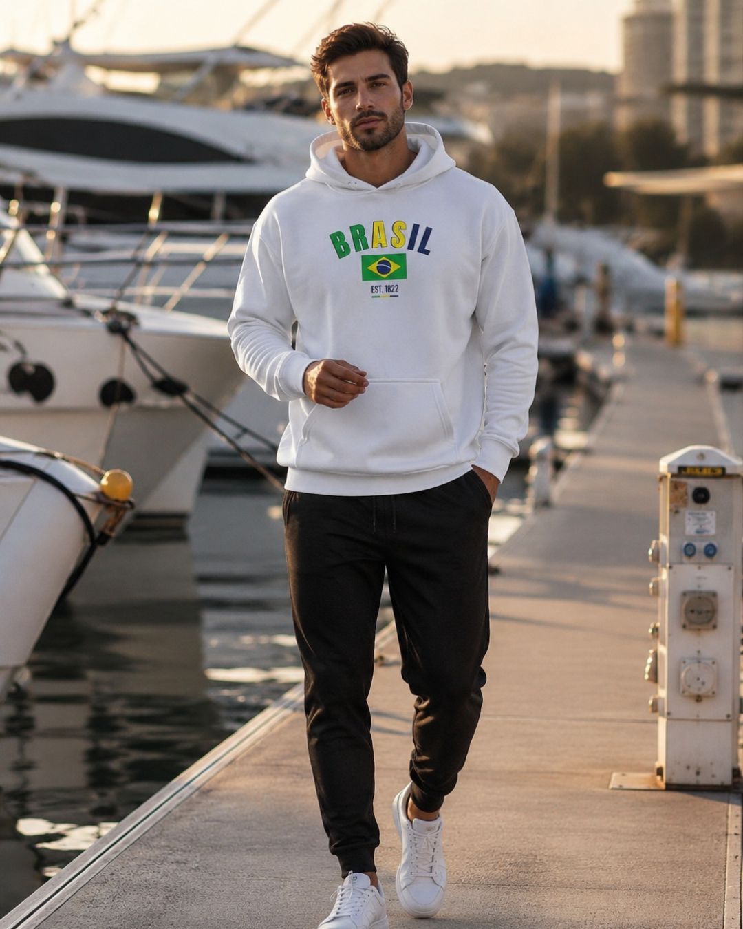Conjunto Brasil Estampa Colorida Com Calça Jogger Estilo Casual Urbano