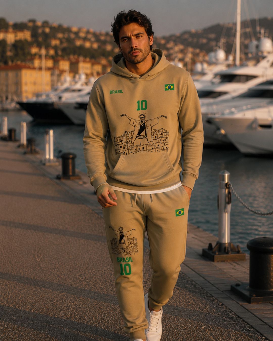 Conjunto Brasil 10 Estampa Urbana Com Calça Jogger Casual Urbano