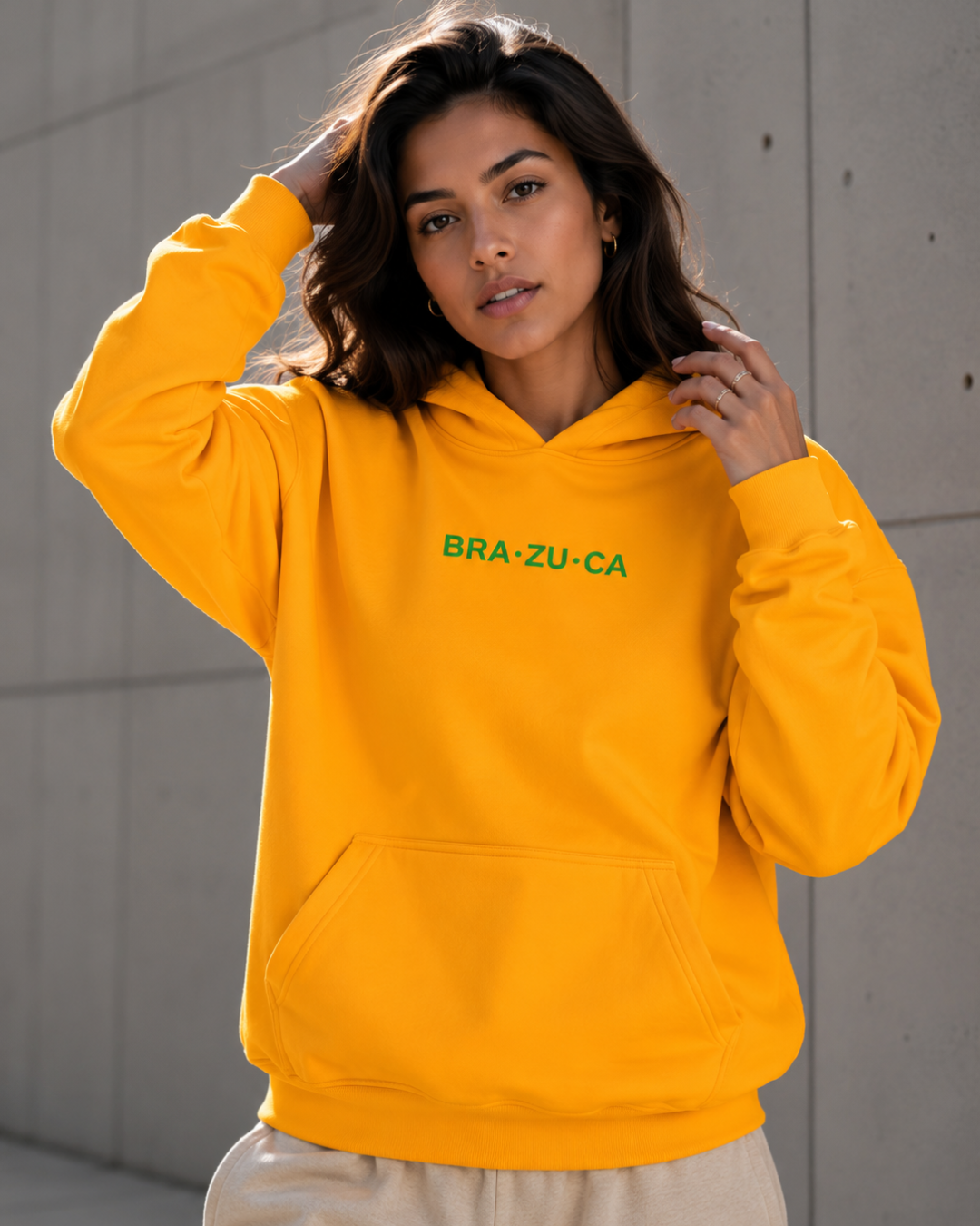 Moletom Brasil Bra Zu Ca Estampa Costas Com Capuz Casual