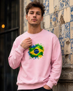 Moletom Brasil Bandeira Artística Central Estilo Casual Urbano