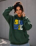 Moletom Brasil Lettering Curvo Com Estrelas Estilo Casual Urbano