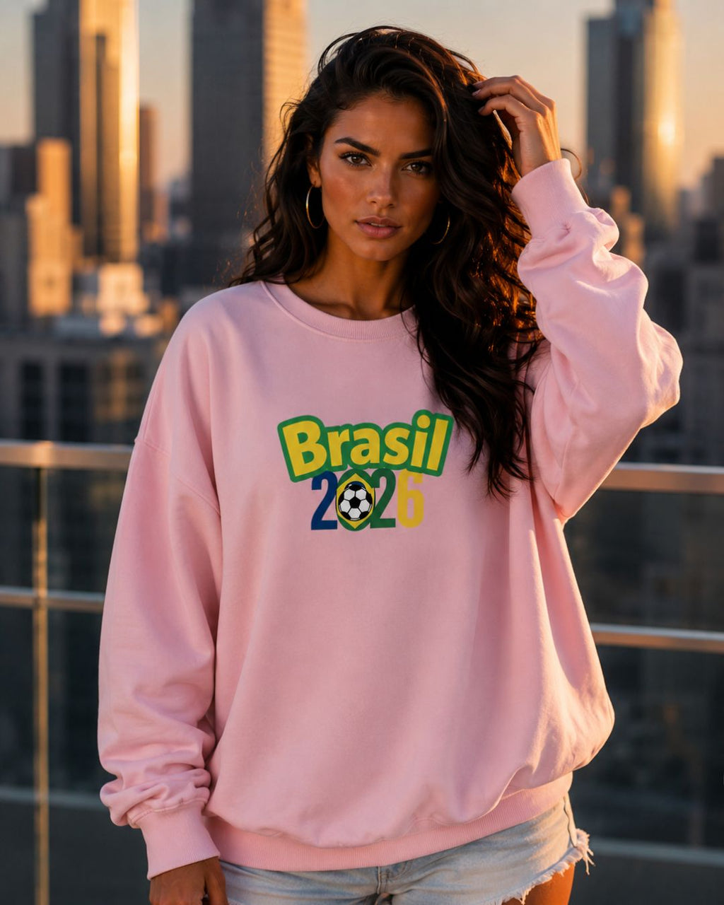 Moletom Brasil Lettering Colorido Com Capuz Casual Urbano
