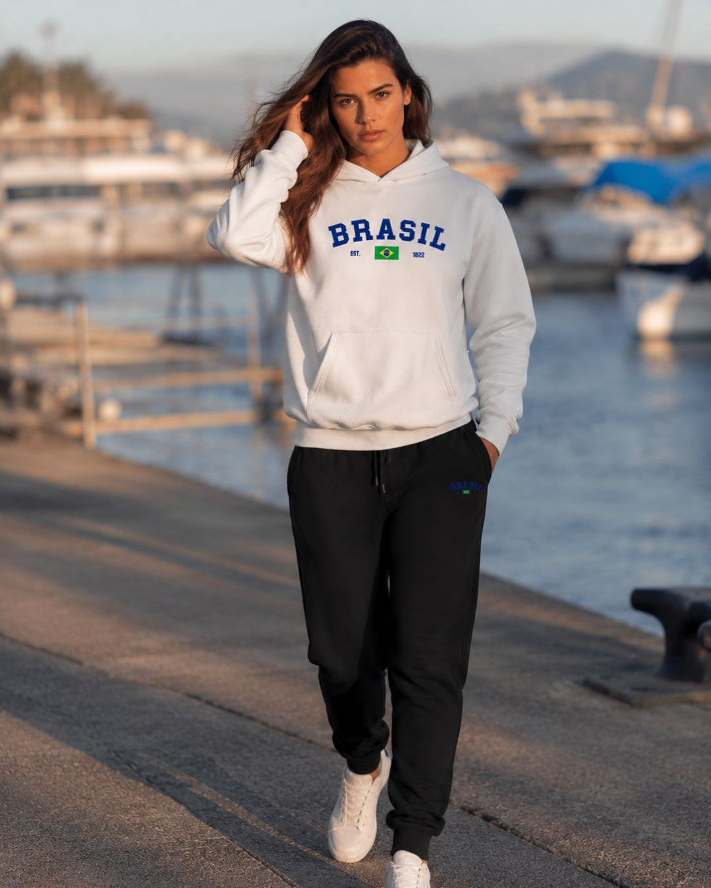 Conjunto Moletom Brasil Universitário Com Calça Jogger Casual