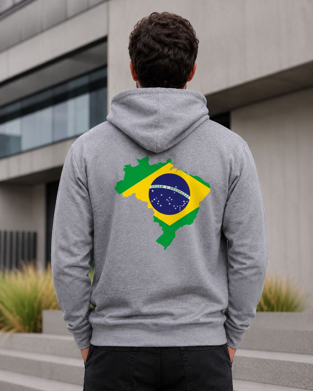 Moletom Brasil Mapa Nacional Nas Costas Estilo Casual Urbano