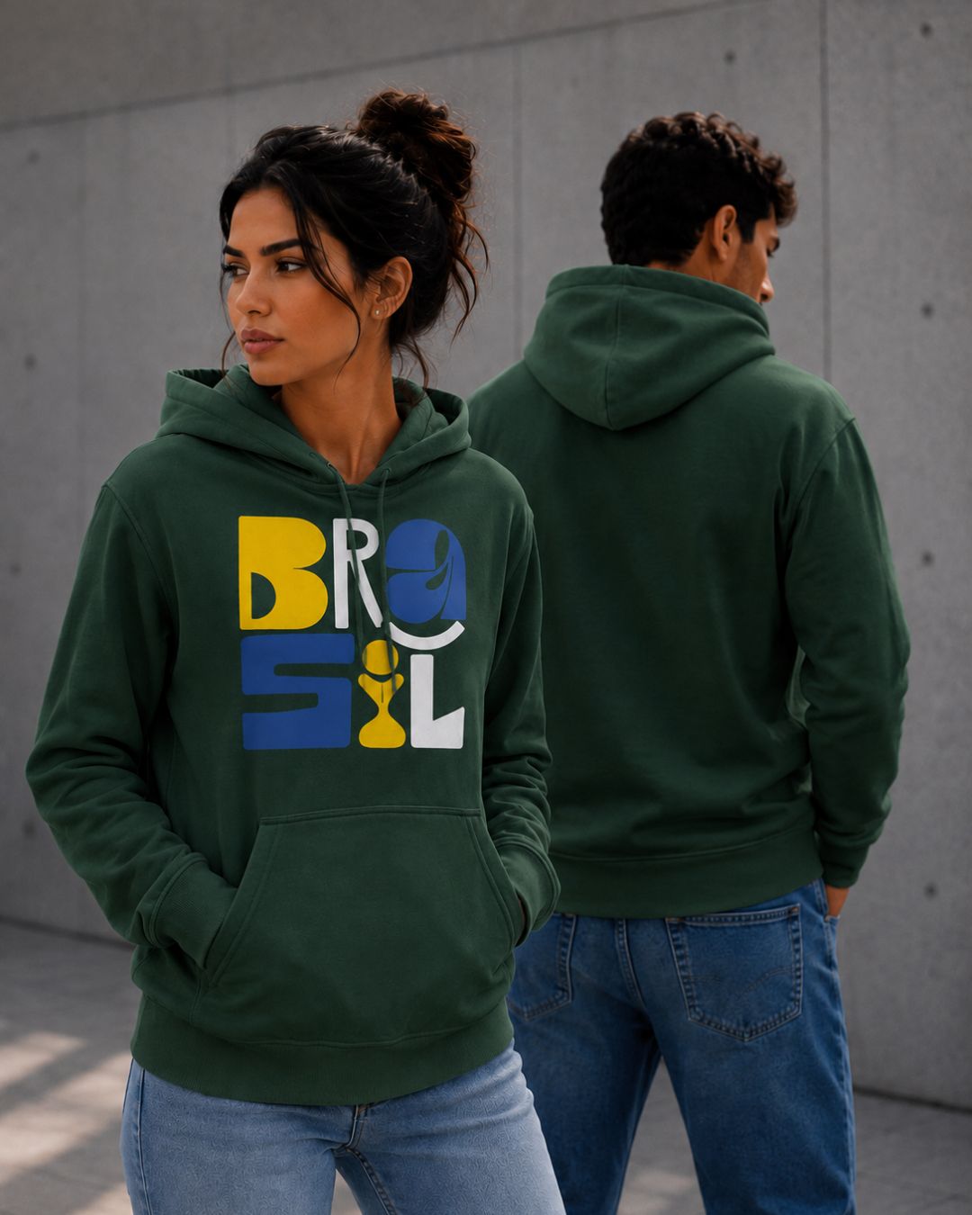 Moletom Brasil Lettering Curvo Com Estrelas Estilo Casual Urbano