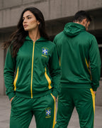 Conjunto Brasil Esportivo Com Zíper Frontal E Calça Jogger