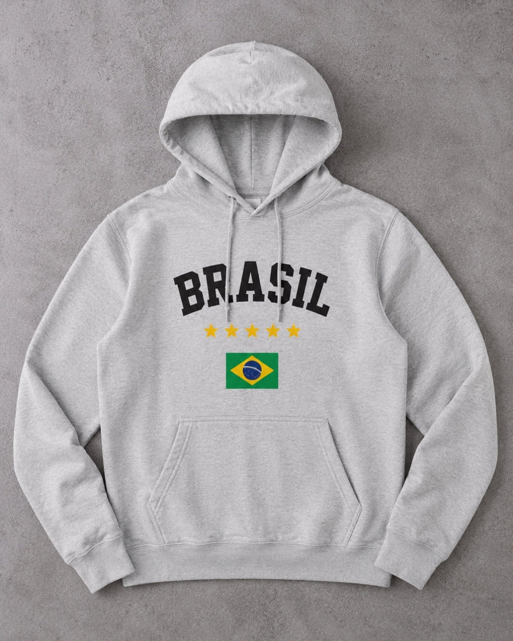 Moletom Brasil Estampa Clássica Com Bandeira E Capuz Casual