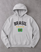 Moletom Brasil Estampa Clássica Com Bandeira E Capuz Casual