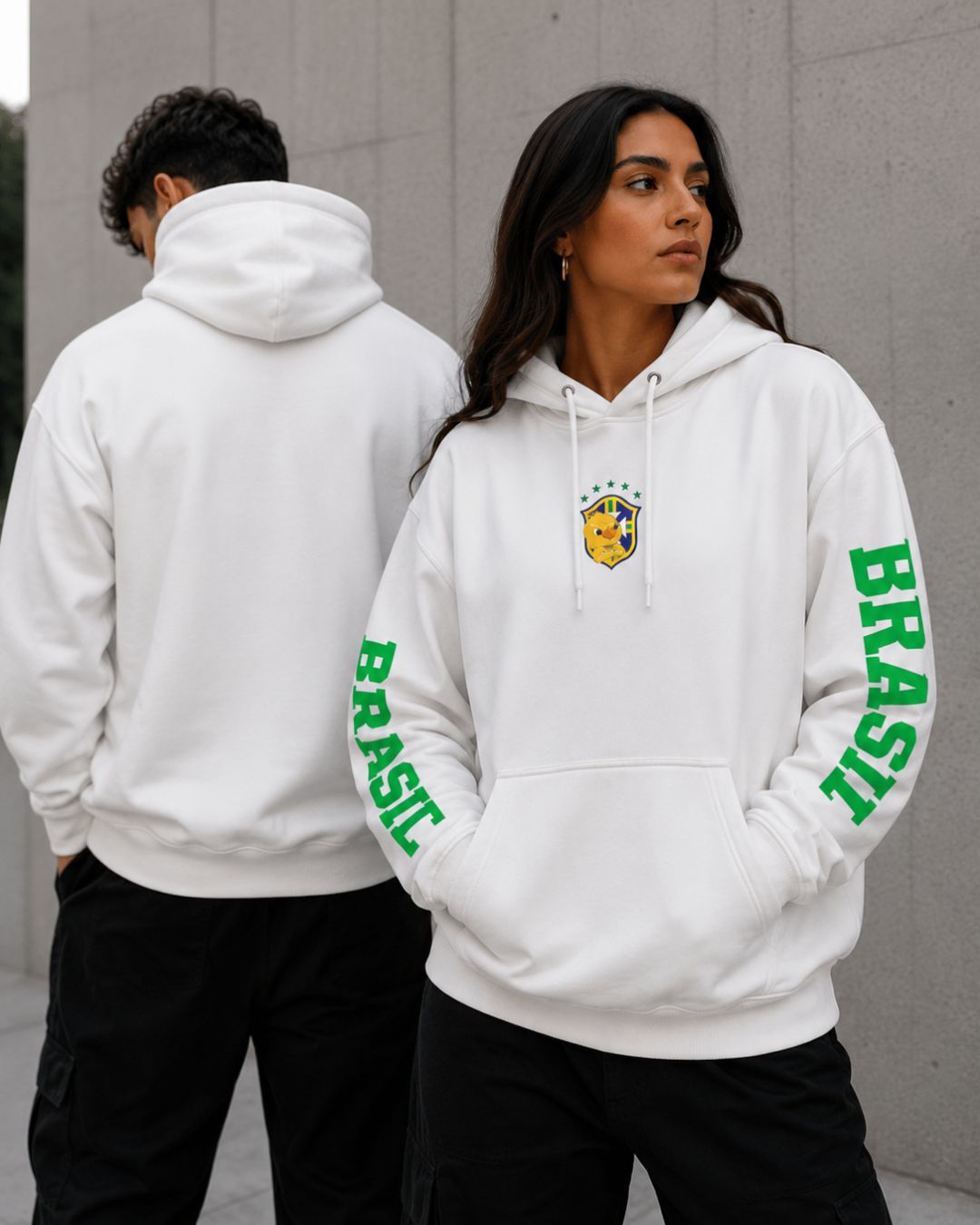 Moletom Brasil Escudo Canarinho Manga Estampada Esportiva