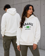Moletom Brasil Estampa Universitária Com Capuz Casual