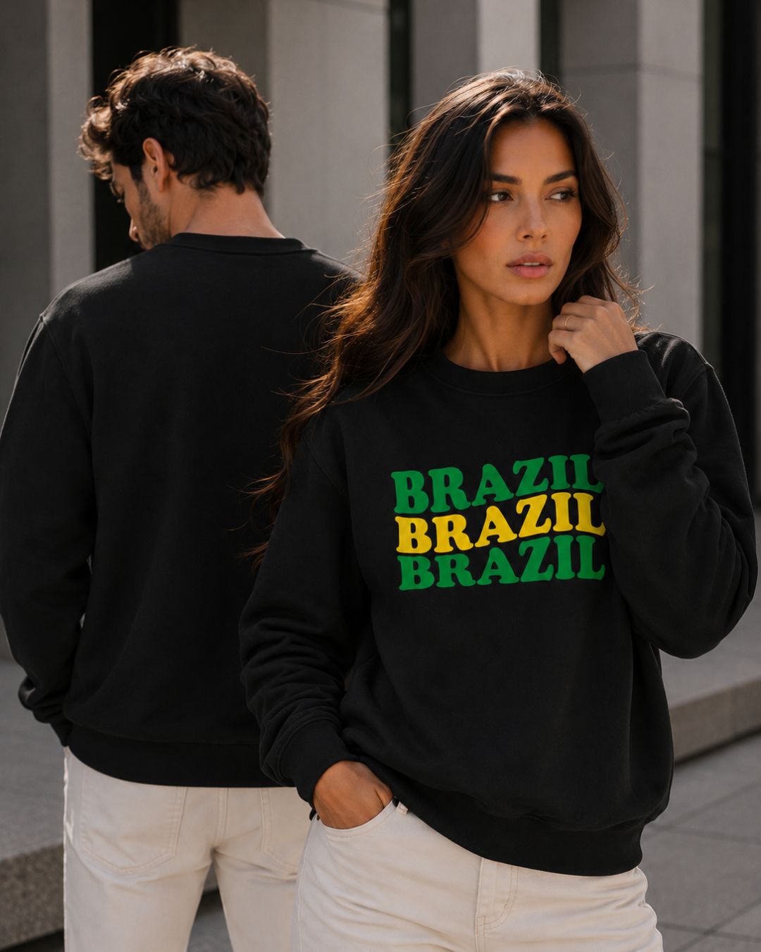Moletom Brasil Triplo Lettering Estilo Casual Urbano Moderno