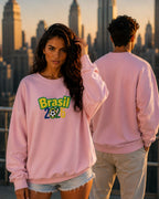 Moletom Brasil Lettering Colorido Com Capuz Casual Urbano