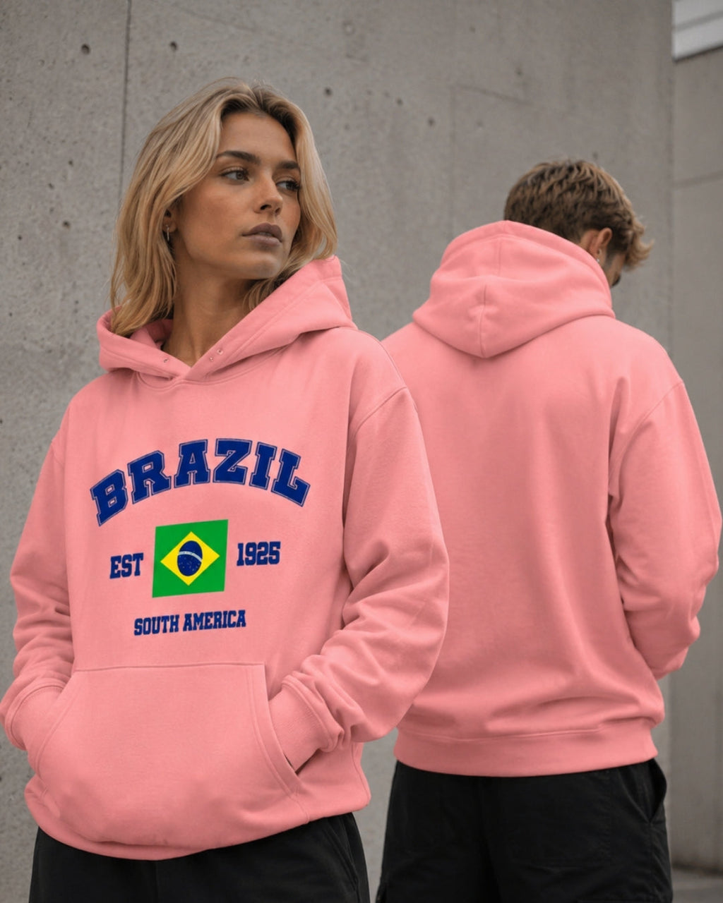 Moletom Brasil South America Estampa Universitária Com Capuz Casual