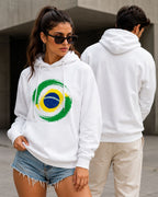 Moletom Brasil Bandeira Artística Circular Estilo Casual Urbano