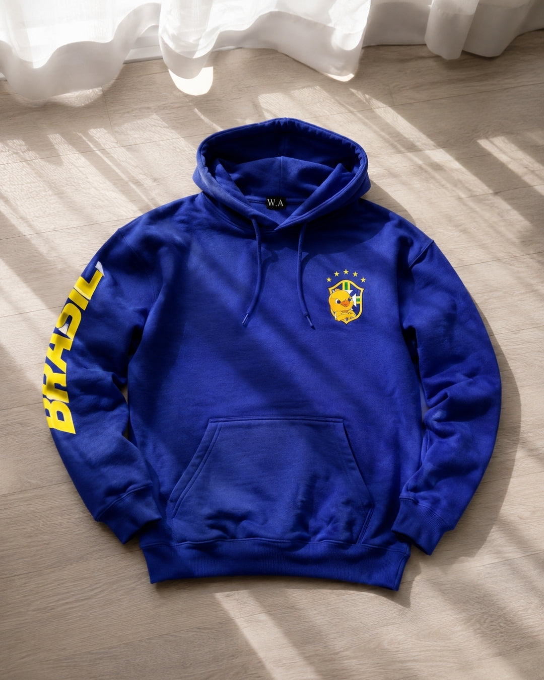 Moletom Brasil Escudo Na Manga Com Capuz Casual Esportivo
