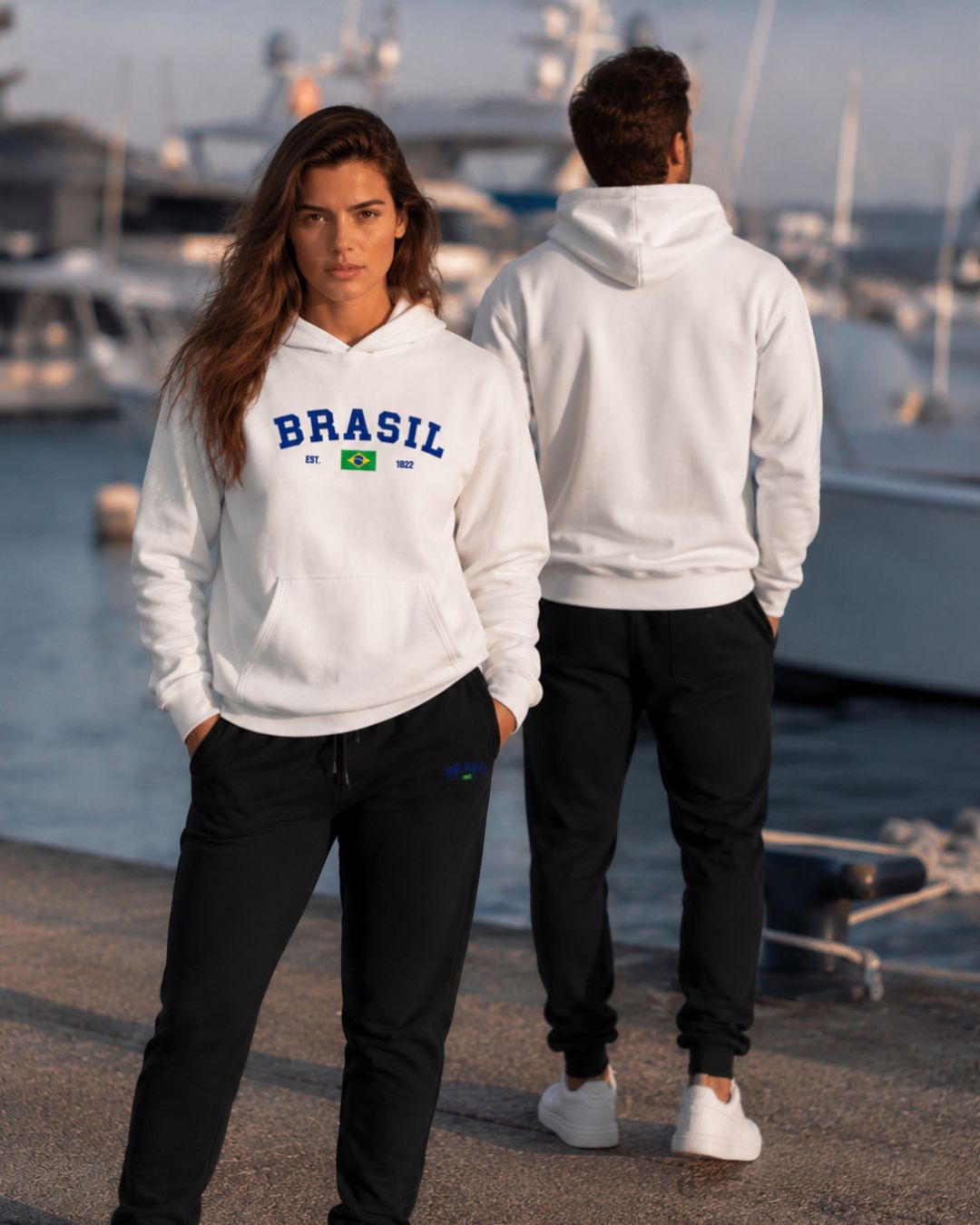 Conjunto Moletom Brasil Universitário Com Calça Jogger Casual