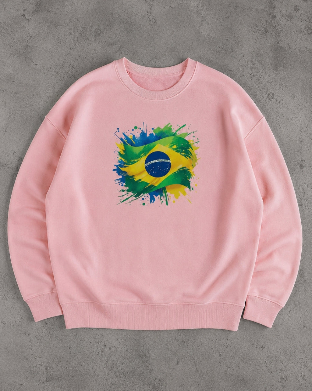 Moletom Brasil Bandeira Artística Central Estilo Casual Urbano