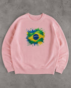Moletom Brasil Bandeira Artística Central Estilo Casual Urbano