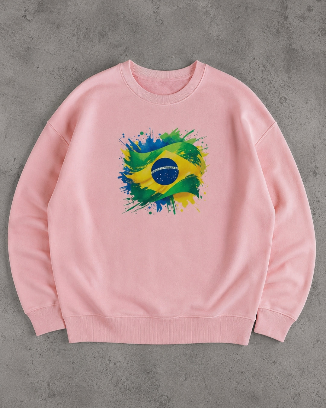 Moletom Brasil Bandeira Artística Central Estilo Casual Urbano