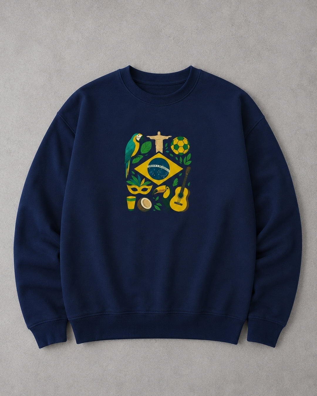 Moletom Brasil Cultura Nacional Com Símbolos Estilo Casual Urbano