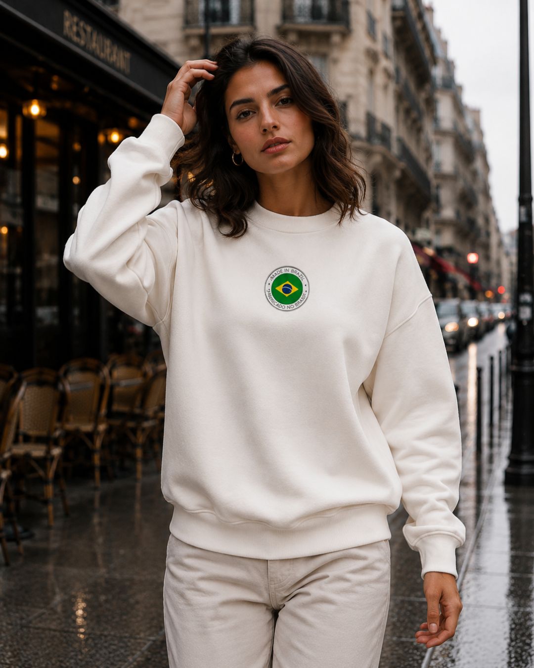 Moletom Brasil Made In Brazil Estampa Circular Costas Casual Urbano
