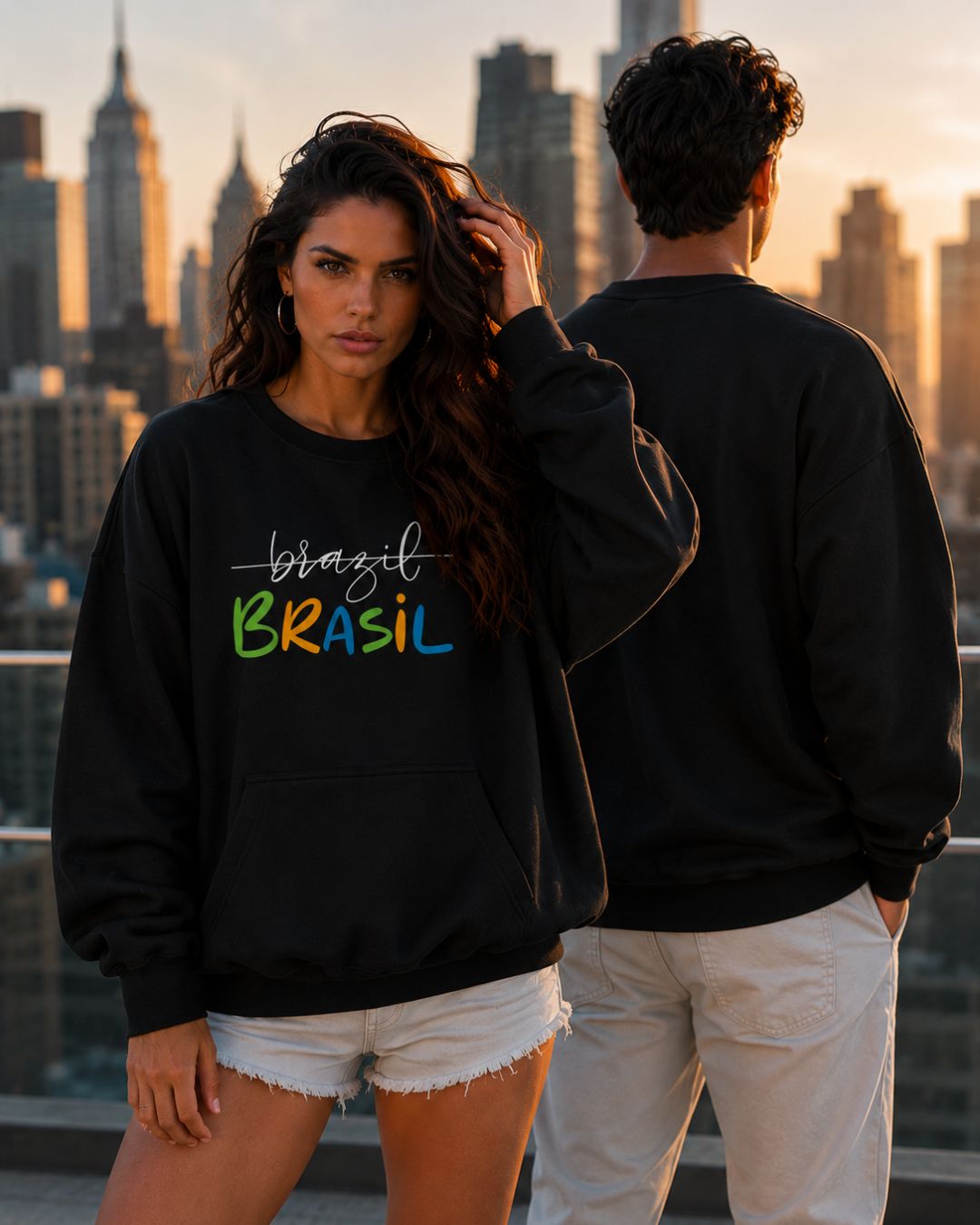 Moletom Brasil Lettering Colorido Estilo Casual Urbano Moderno