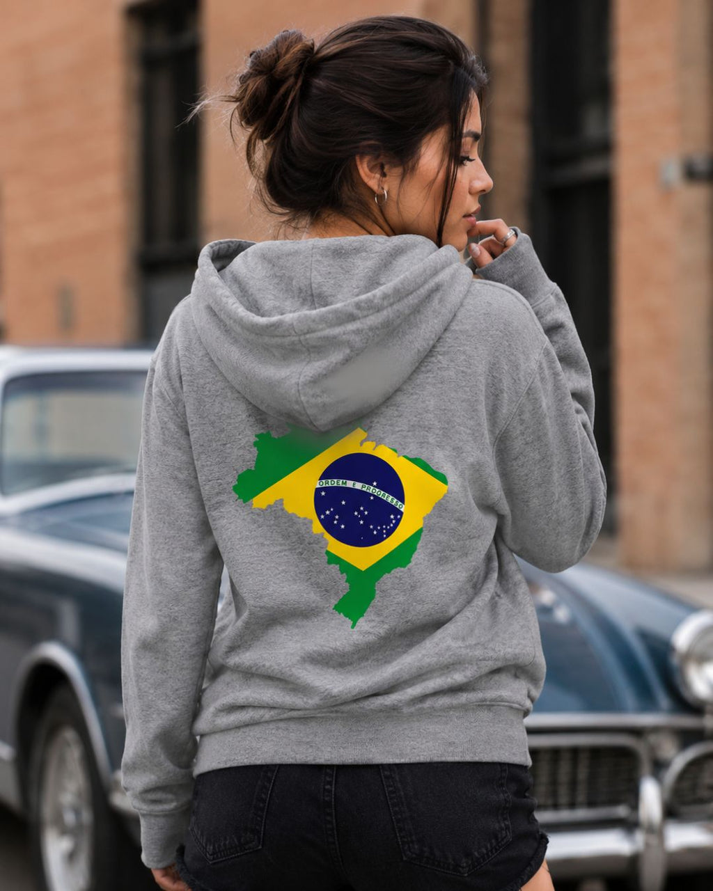 Moletom Brasil Mapa Nacional Nas Costas Estilo Casual Urbano