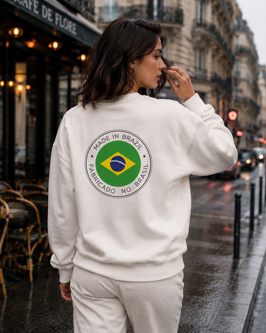 Moletom Brasil Made In Brazil Estampa Circular Costas Casual Urbano