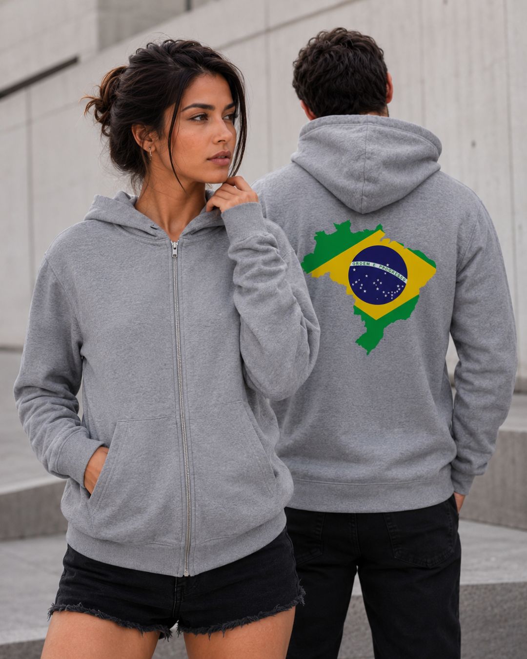 Moletom Brasil Mapa Nacional Nas Costas Estilo Casual Urbano