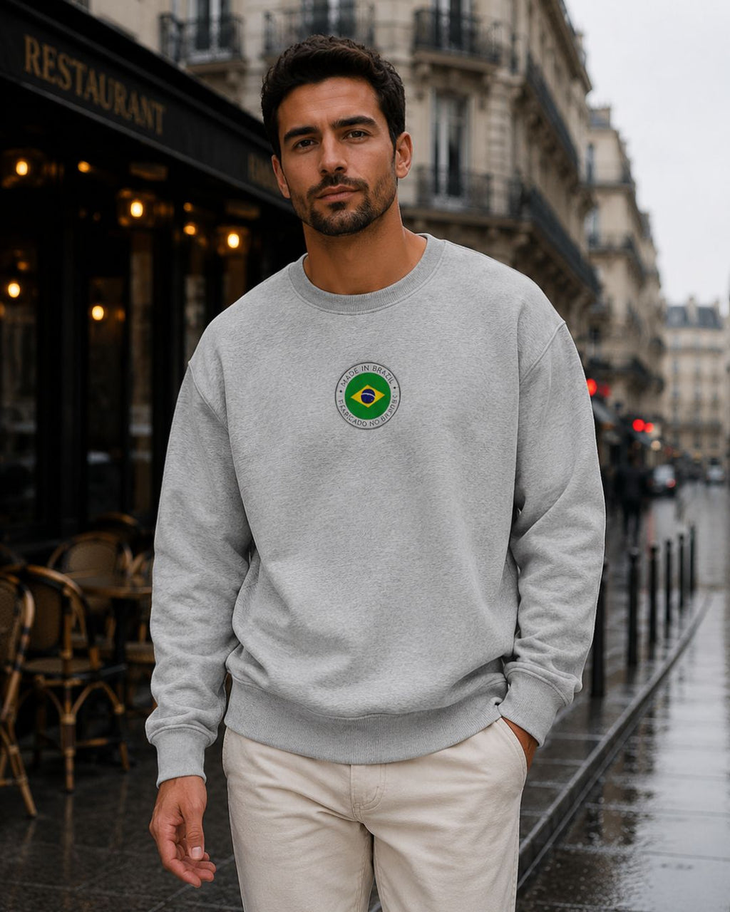 Moletom Brasil Made In Brazil Estampa Circular Costas Casual Urbano