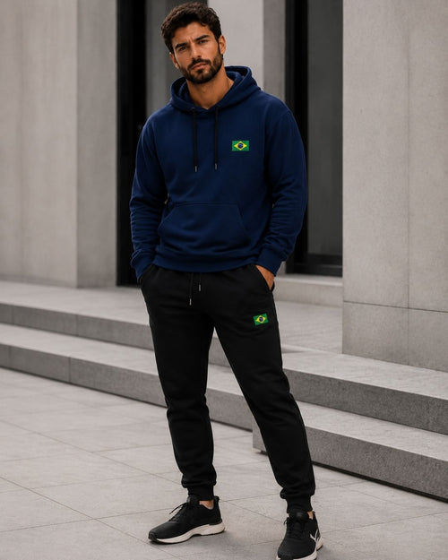 Conjunto Brasil Bandeira Nacional Com Calça Jogger Casual