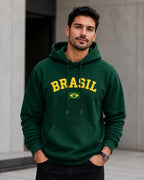 Moletom Brasil Universitário Com Bandeira Frontal E Capuz Casual