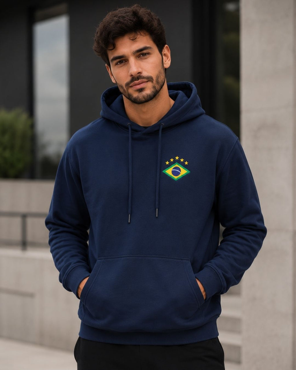 Moletom Canguru Bandeira Brasil Estilo Minimalista Nacional