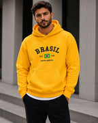 Moletom Brasil Estampa Universitária Com Capuz Casual