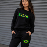 Conjunto Brasil Estampa Bandeira Com Calça Jogger Casual Urbano