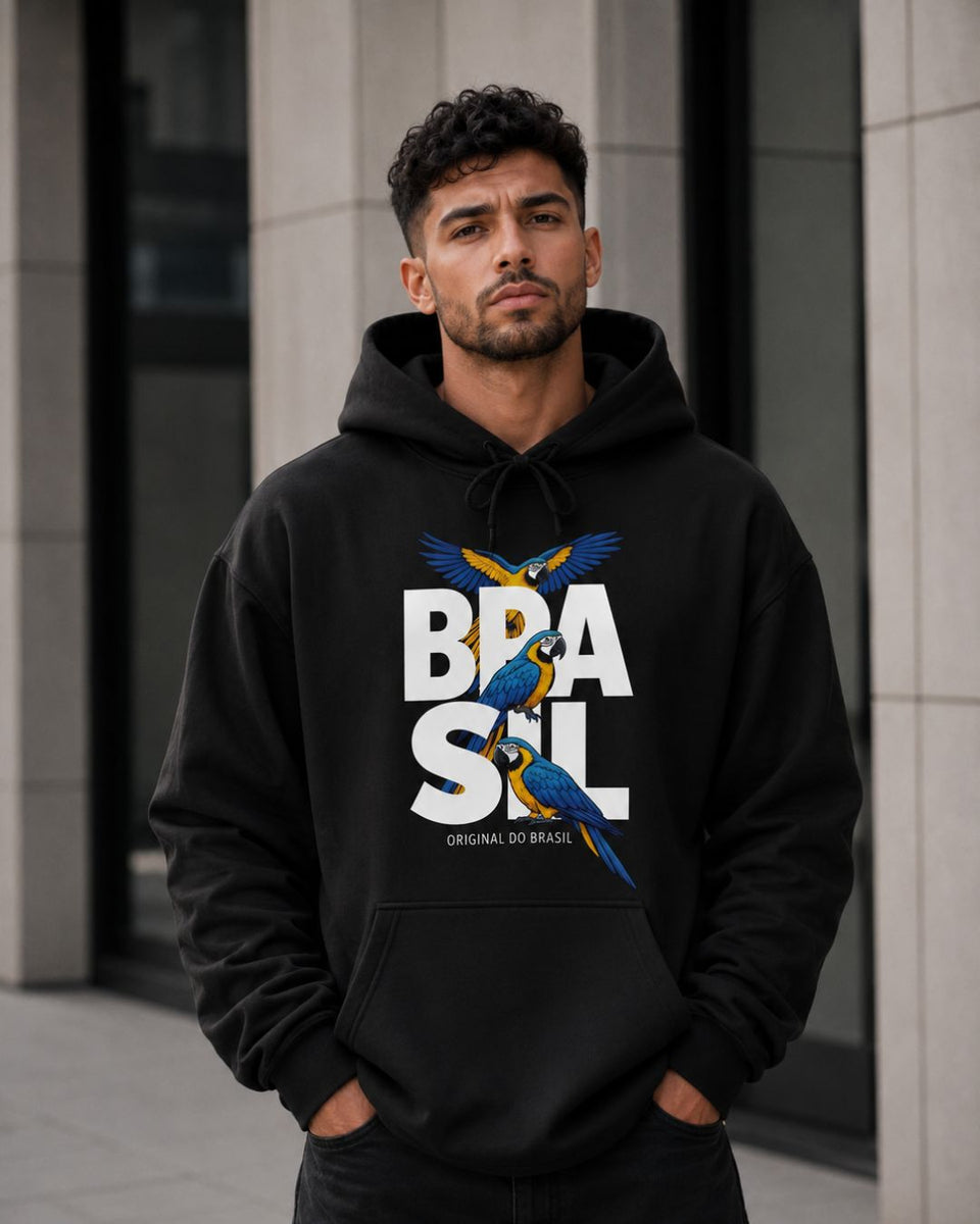 Moletom Brasil Araras Tropicais Estampa Frontal Casual Urbana