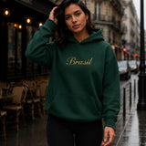 Moletom Brasil Lettering Clássico Com Capuz Estilo Casual Urbano