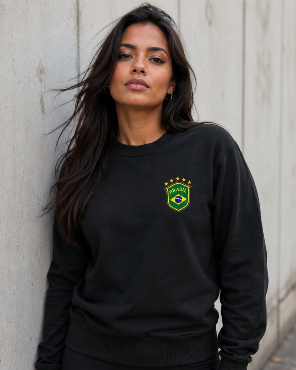 Moletom Brasil Escudo Nacional Estrelado Casual Urbano